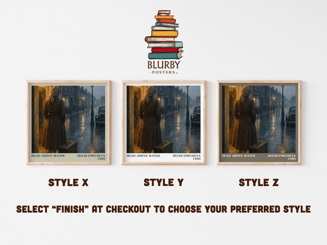 Head above water literary print in frame leaning in hallway – memoir wall art (mockup)