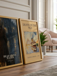 Head above water watercolour print framed by window – literary home decor