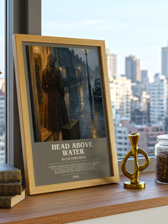 Head above water bookish print framed by window – literary home decor