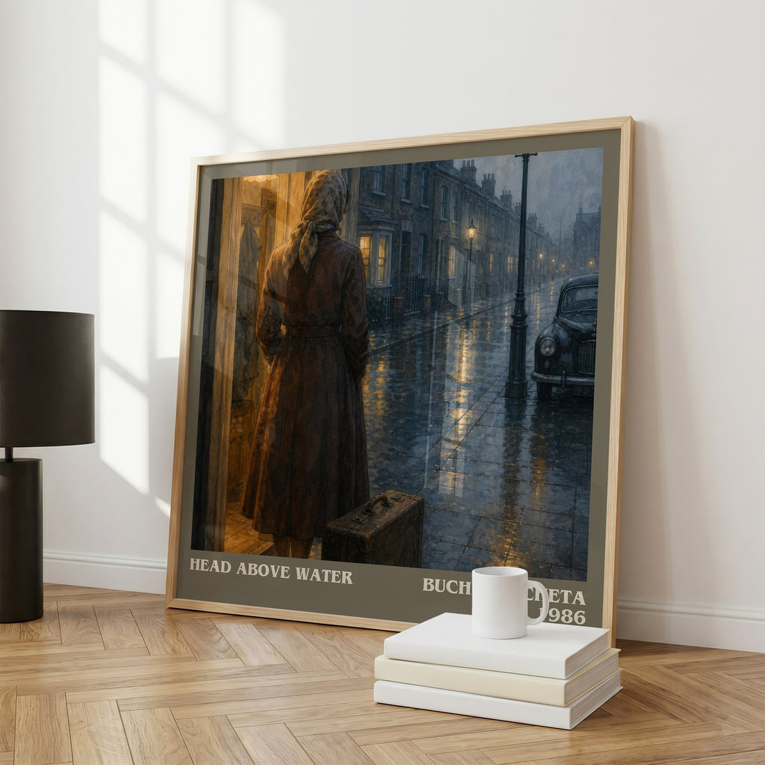 Head above water literary print framed by window – literary home decor