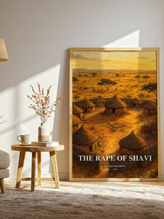 The rape of Shavi watercolour print in frame leaning in hallway – literary fiction wall art