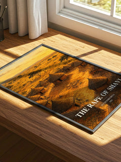 The rape of Shavi watercolour book poster framed on wall – literary fiction wall art
