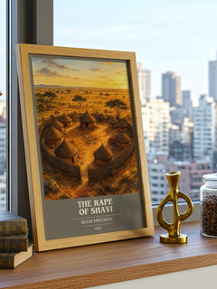 The rape of Shavi book cover print framed by window – literary home decor