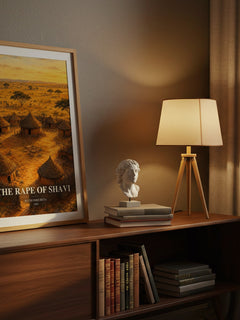 The rape of Shavi watercolour print on bookshelf – Buchi Emecheta fan gift