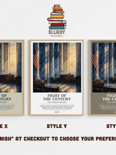 Fight of the Century bookish print in frame leaning in hallway – non fiction wall art