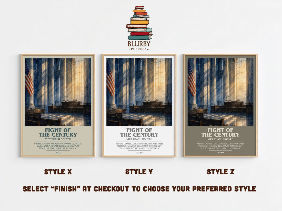 Fight of the Century bookish print in frame leaning in hallway – non fiction wall art (mockup)
