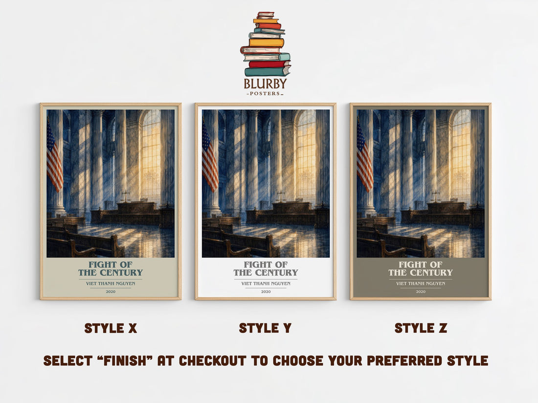 Fight of the Century book cover print in frame leaning in hallway – non fiction wall art (mockup)