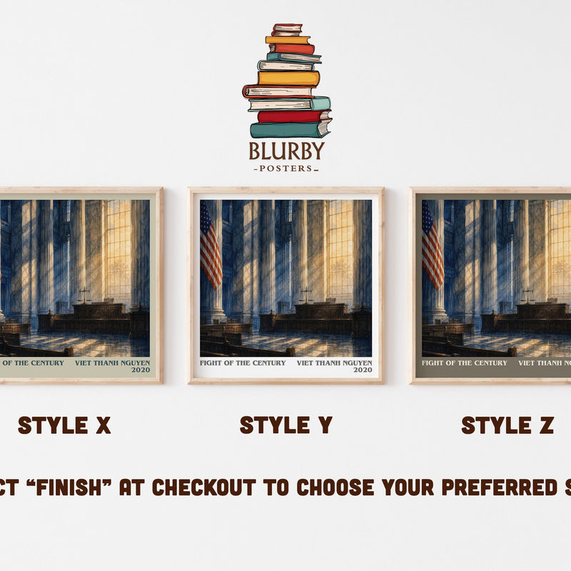 Fight of the Century literary print in frame leaning in hallway – non fiction wall art