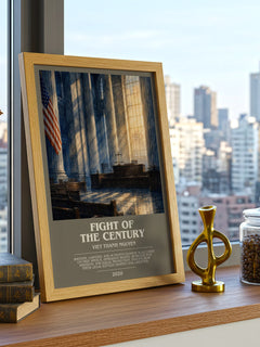 Fight of the Century bookish print framed by window – literary home decor