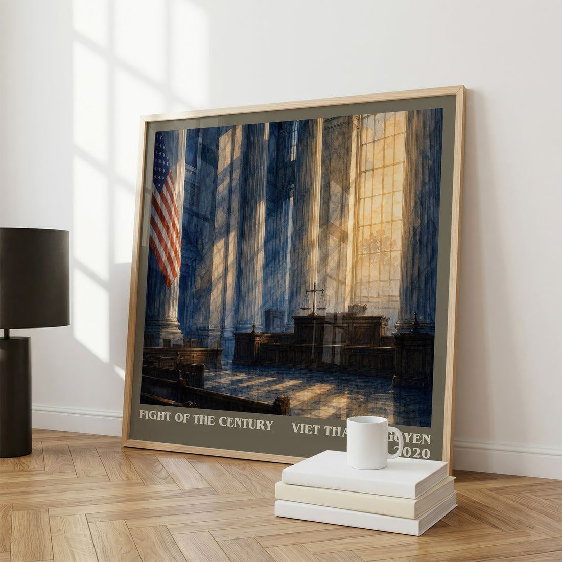 Fight of the Century literary print framed by window – literary home decor