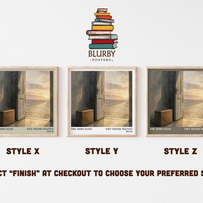 The Displaced literary print in frame leaning in hallway – non fiction wall art