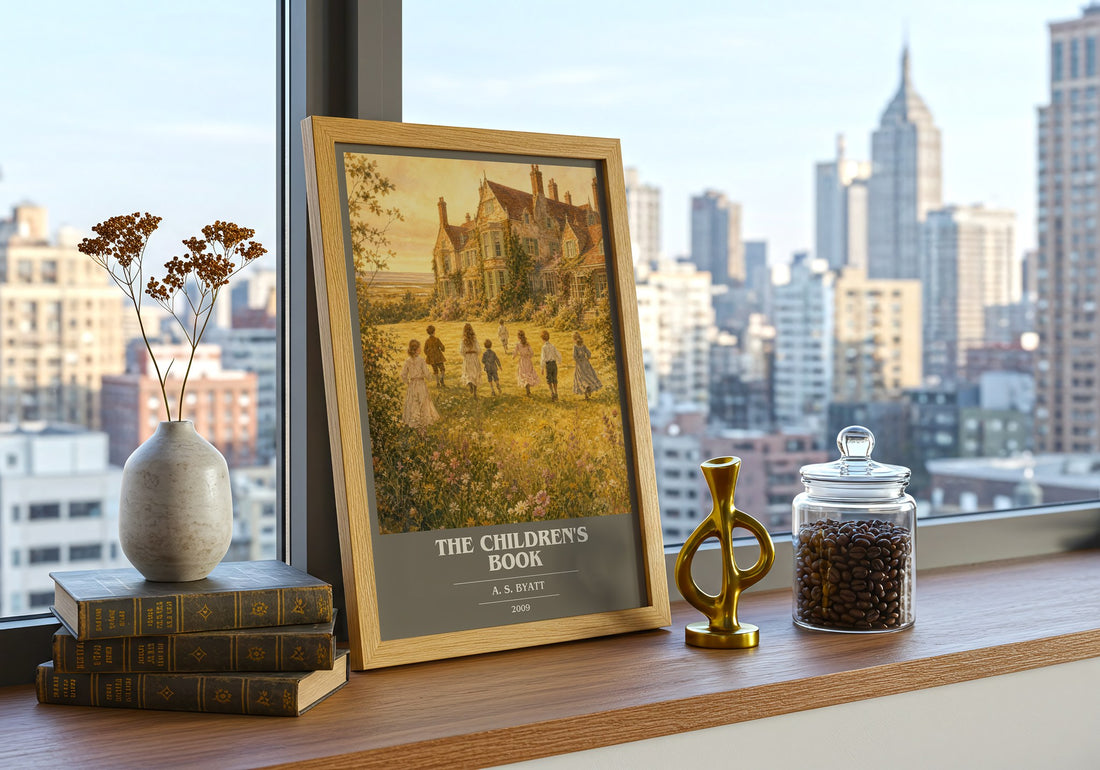 The Children's Book book cover print framed by window – literary home decor