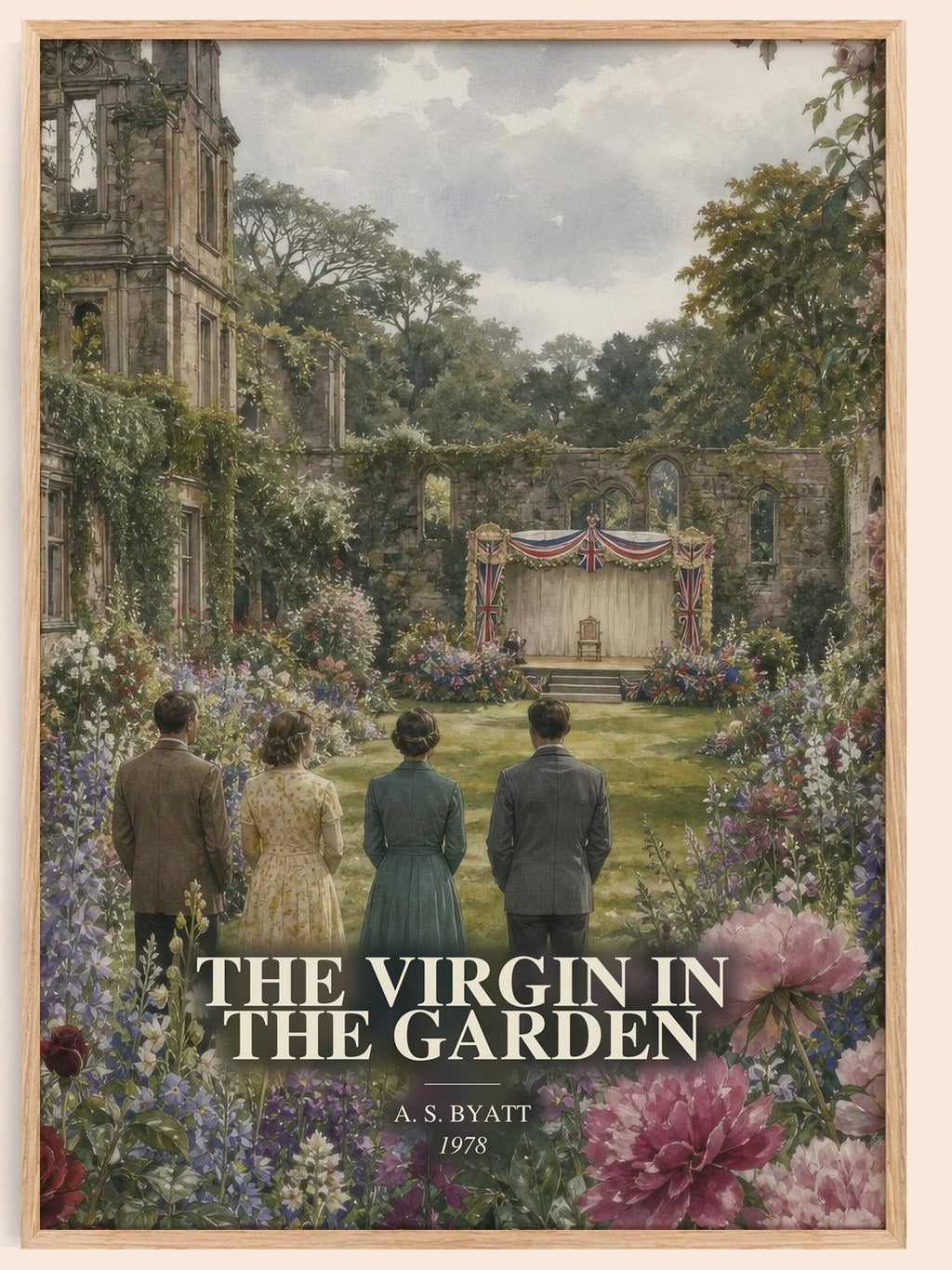 The virgin in the garden watercolour book poster by A. S. Byatt – framed literary art print