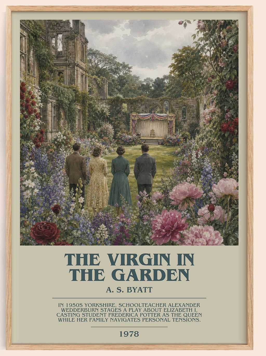 The virgin in the garden bookish book poster by A. S. Byatt – framed literary art print