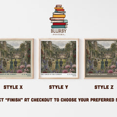 The virgin in the garden literary print in frame leaning in hallway – literary fiction wall art
