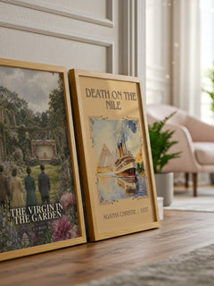 The virgin in the garden watercolour print framed by window – literary home decor