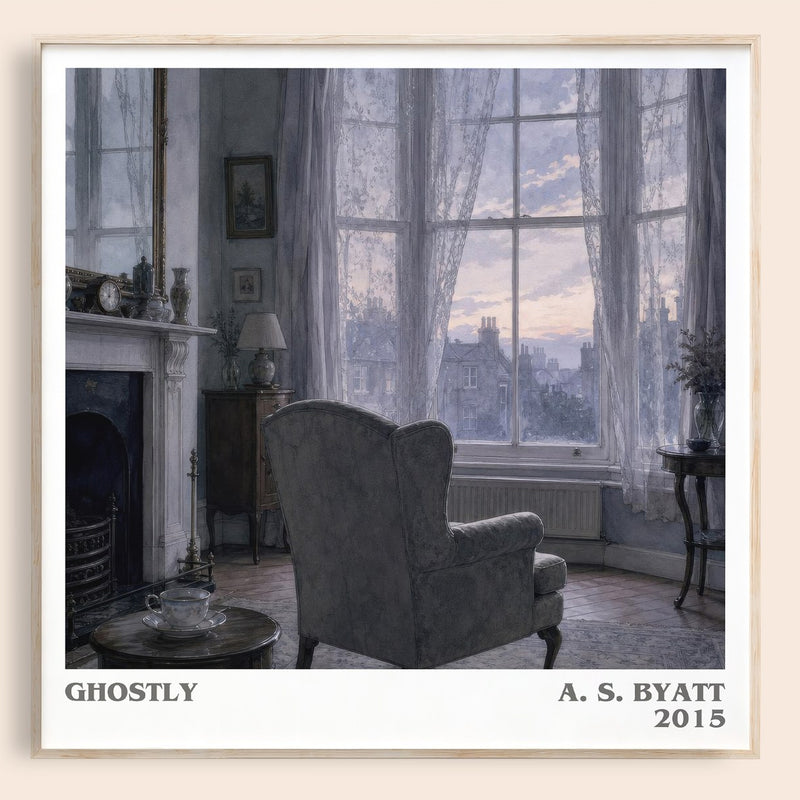 Ghostly literary book poster by A. S. Byatt – framed literary art print