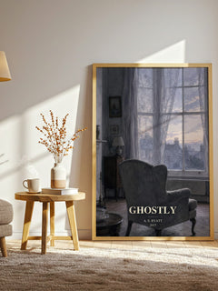 Ghostly watercolour print in frame leaning in hallway – gothic wall art