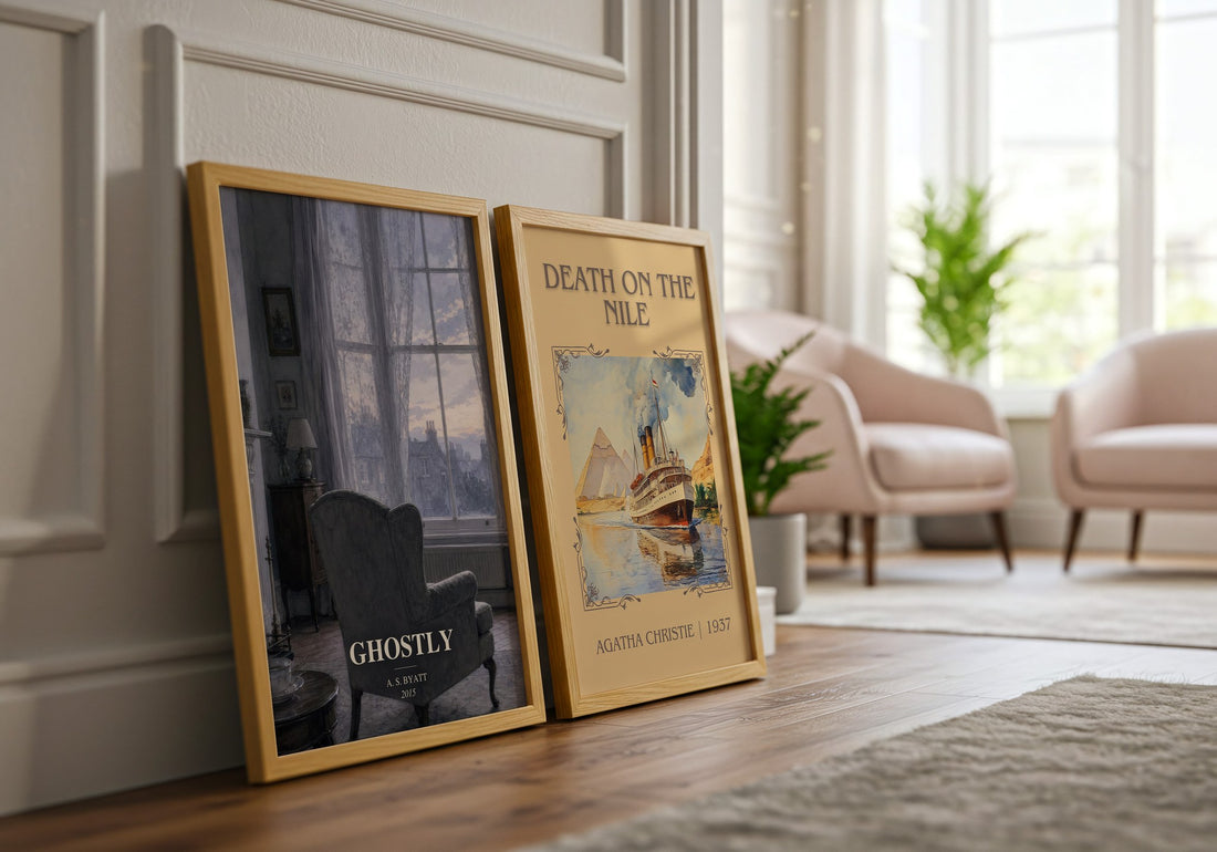 Ghostly watercolour print framed by window – literary home decor