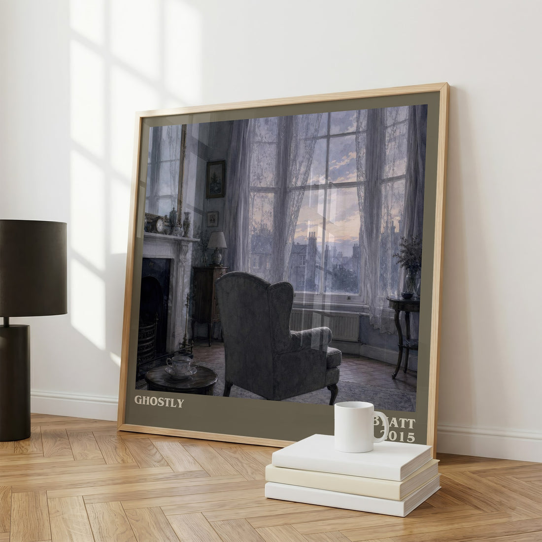 Ghostly literary print framed by window – literary home decor