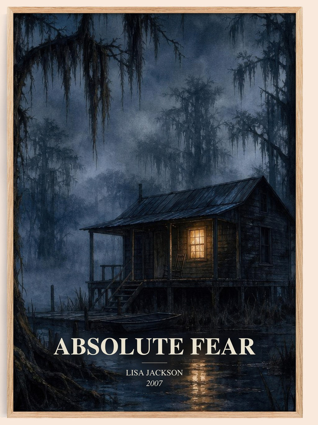 Absolute Fear watercolour book poster by Lisa Jackson – framed literary art print