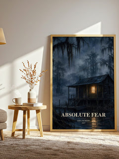 Absolute Fear watercolour print in frame leaning in hallway – thriller wall art