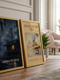 Absolute Fear watercolour print framed by window – literary home decor
