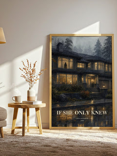 If She Only Knew watercolour print in frame leaning in hallway – thriller wall art