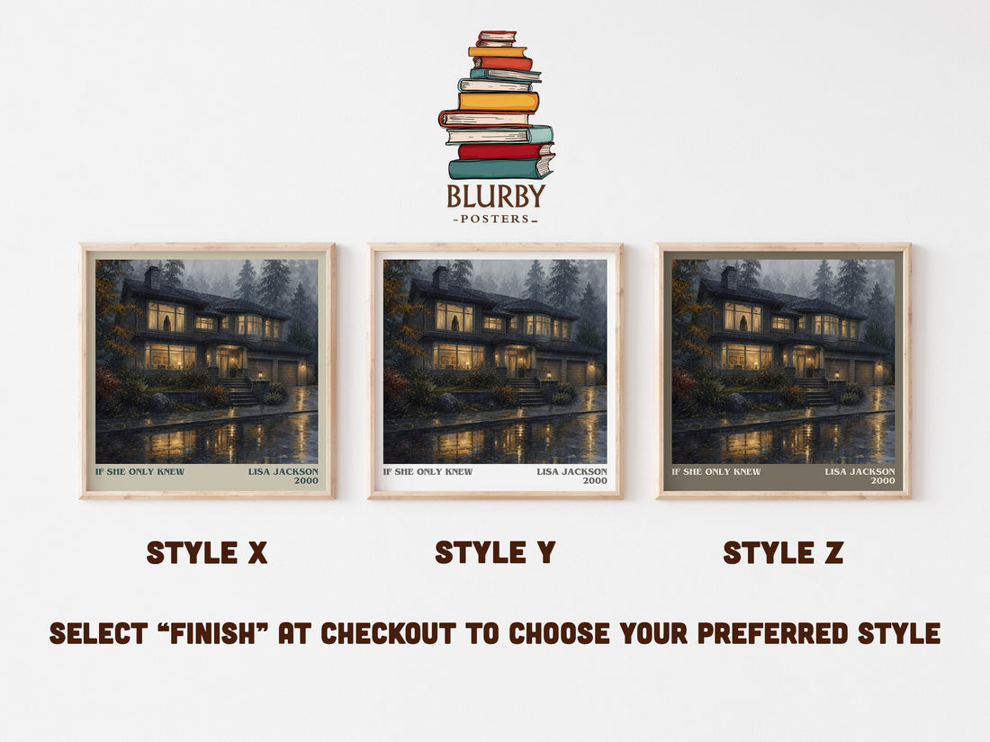 If She Only Knew literary print in frame leaning in hallway – thriller wall art (mockup)