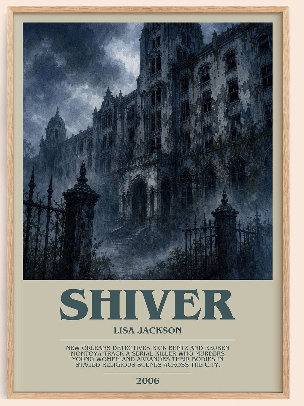 Shiver bookish book poster by Lisa Jackson – framed literary art print
