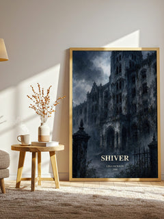 Shiver watercolour print in frame leaning in hallway – thriller wall art