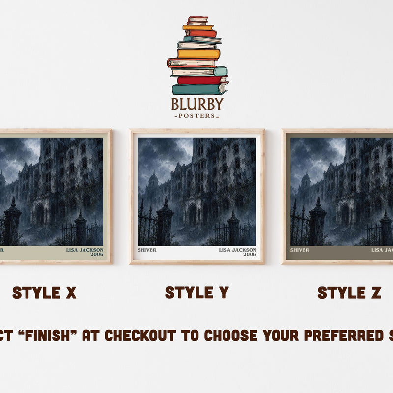 Shiver literary print in frame leaning in hallway – thriller wall art