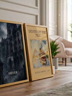 Shiver watercolour print framed by window – literary home decor