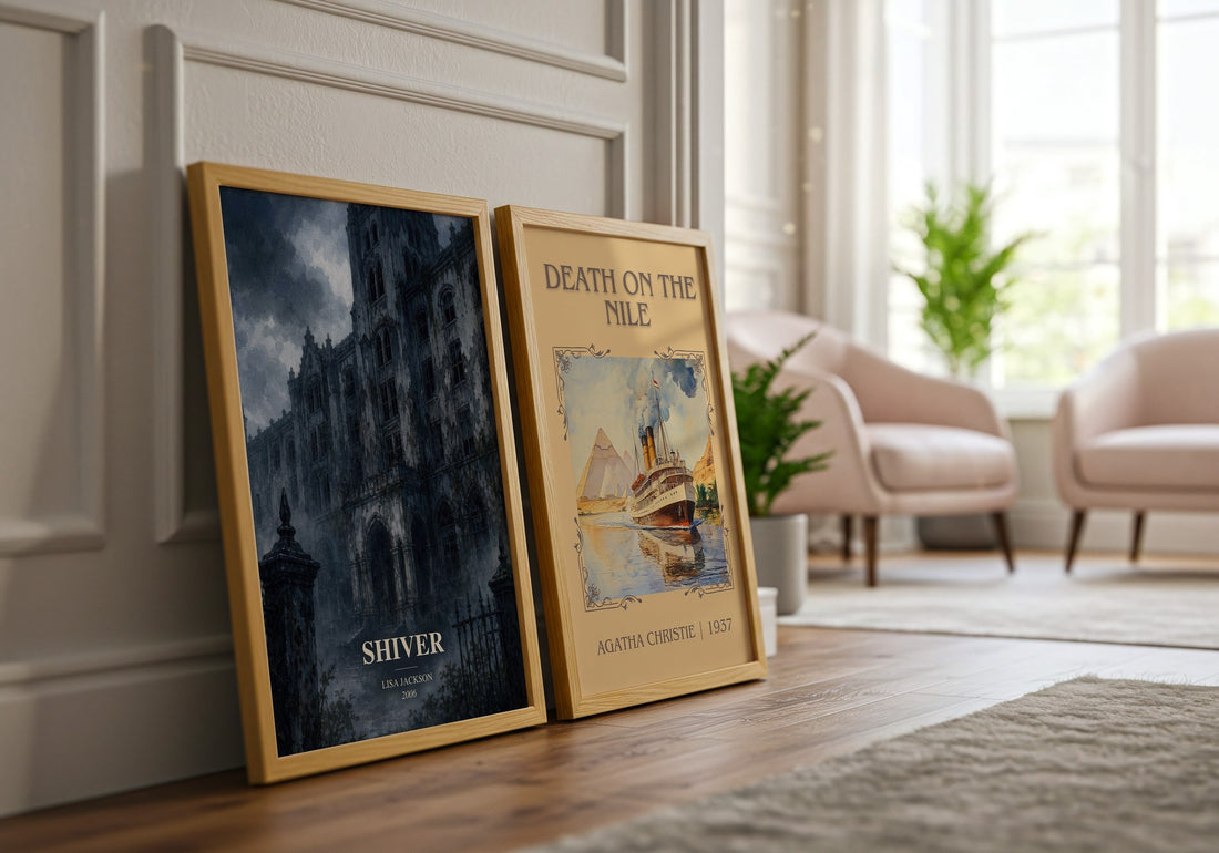 Shiver watercolour print framed by window – literary home decor