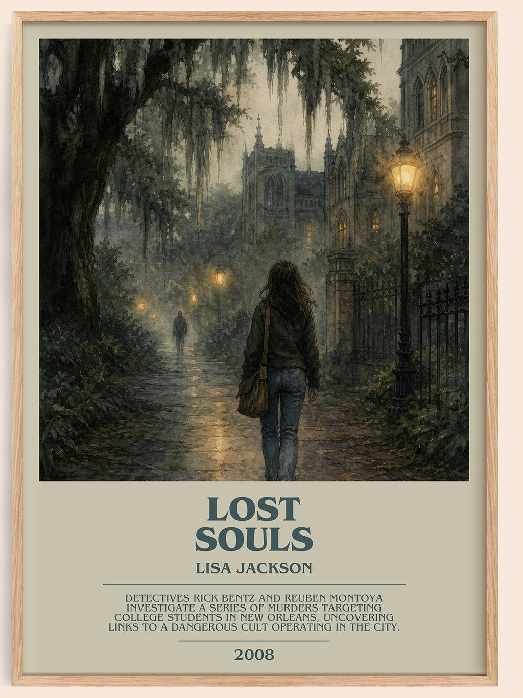 Lost Souls bookish book poster by Lisa Jackson – framed literary art print