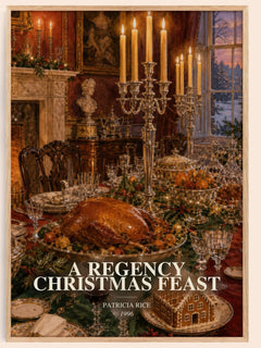 A Regency Christmas Feast watercolour book poster by Patricia Rice – framed literary art print
