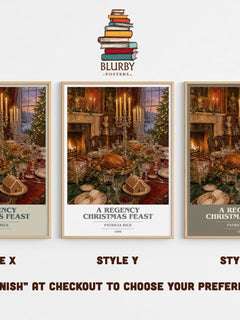 A Regency Christmas Feast book cover print in frame leaning in hallway – romance wall art