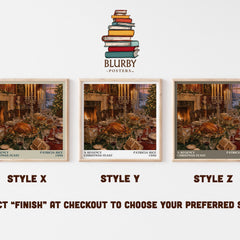 A Regency Christmas Feast literary print in frame leaning in hallway – romance wall art