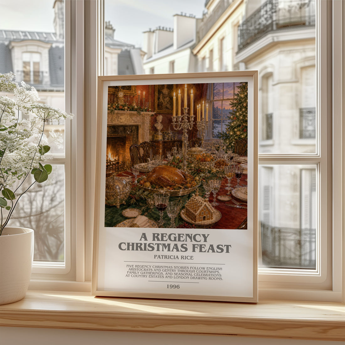 A Regency Christmas Feast bookish poster colour and style options – Patricia Rice book art