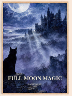 Full Moon Magic watercolour book poster by Patricia Rice – framed literary art print
