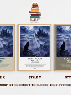 Full Moon Magic bookish print in frame leaning in hallway – romance wall art