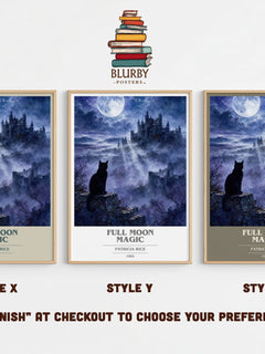 Full Moon Magic book cover print in frame leaning in hallway – romance wall art