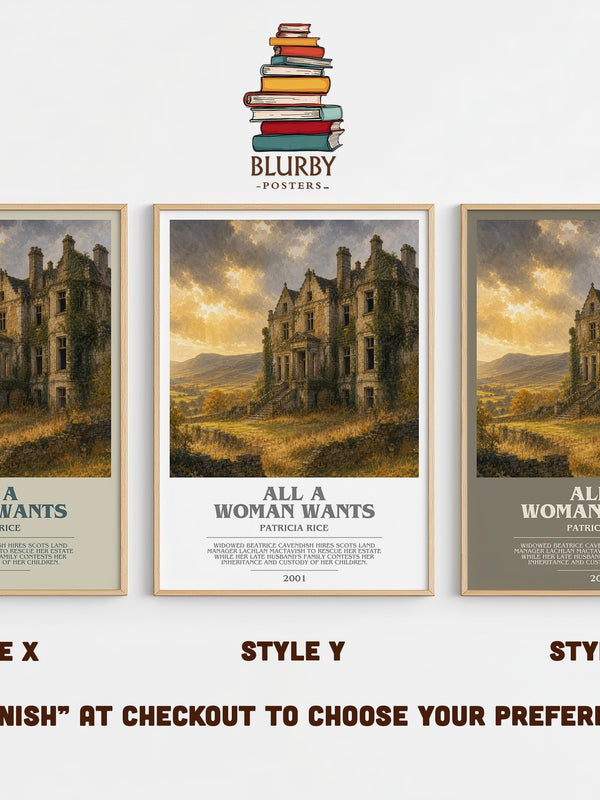 All a Woman Wants bookish print in frame leaning in hallway – romance wall art