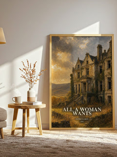 All a Woman Wants watercolour print in frame leaning in hallway – romance wall art