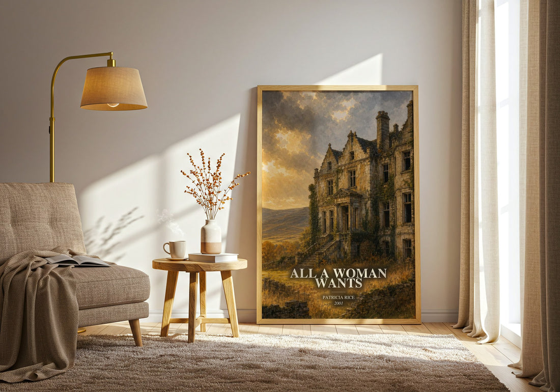 All a Woman Wants watercolour print in frame leaning in hallway – romance wall art
