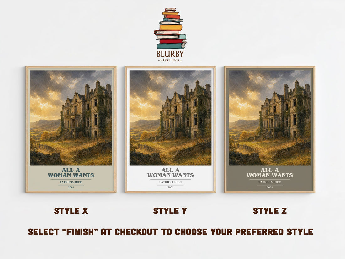 All a Woman Wants book cover print in frame leaning in hallway – romance wall art (mockup)