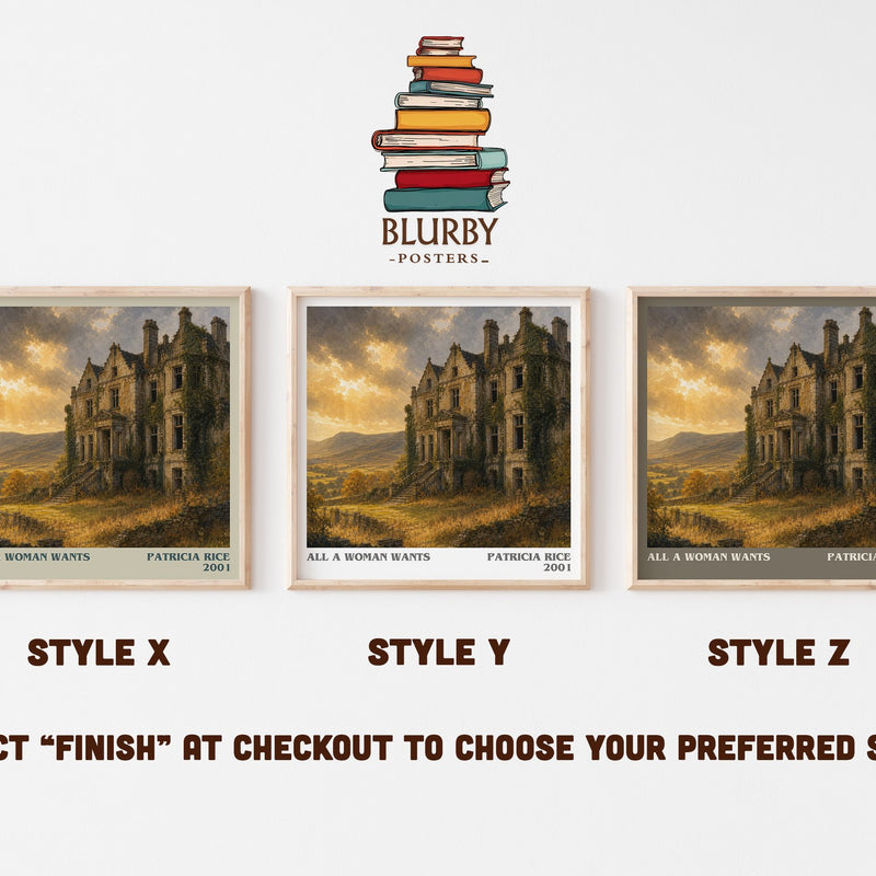 All a Woman Wants literary print in frame leaning in hallway – romance wall art