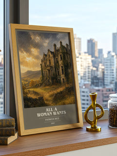 All a Woman Wants book cover print framed by window – literary home decor