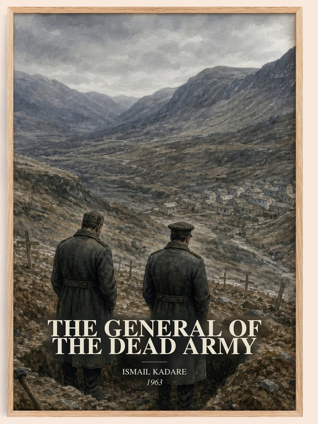 The General of the Dead Army watercolour book poster by Ismail Kadare – framed literary art print