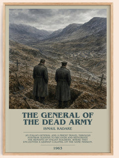The General of the Dead Army bookish book poster by Ismail Kadare – framed literary art print